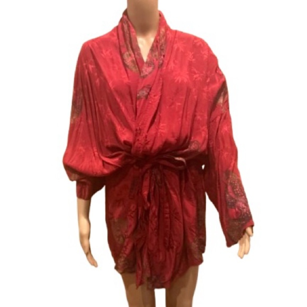 Coriander Bali Silk-Feel Rayon Dragon Robe - One Size - Picture 3 of 7